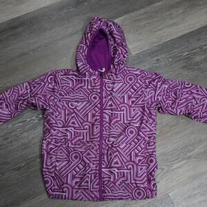 Columbia Youth Reversible Hooded Jacket Purple Patterned Full Zip